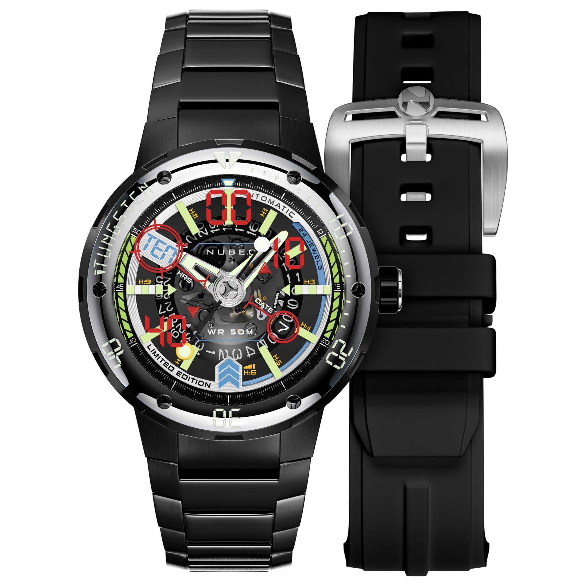 Front view of Nubeo Mariner 9 Men's Automatic Watch NB-6090-22