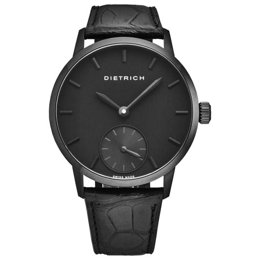 Front view of Dietrich Night Men's Manual-Wind Watch NB ALL BLK