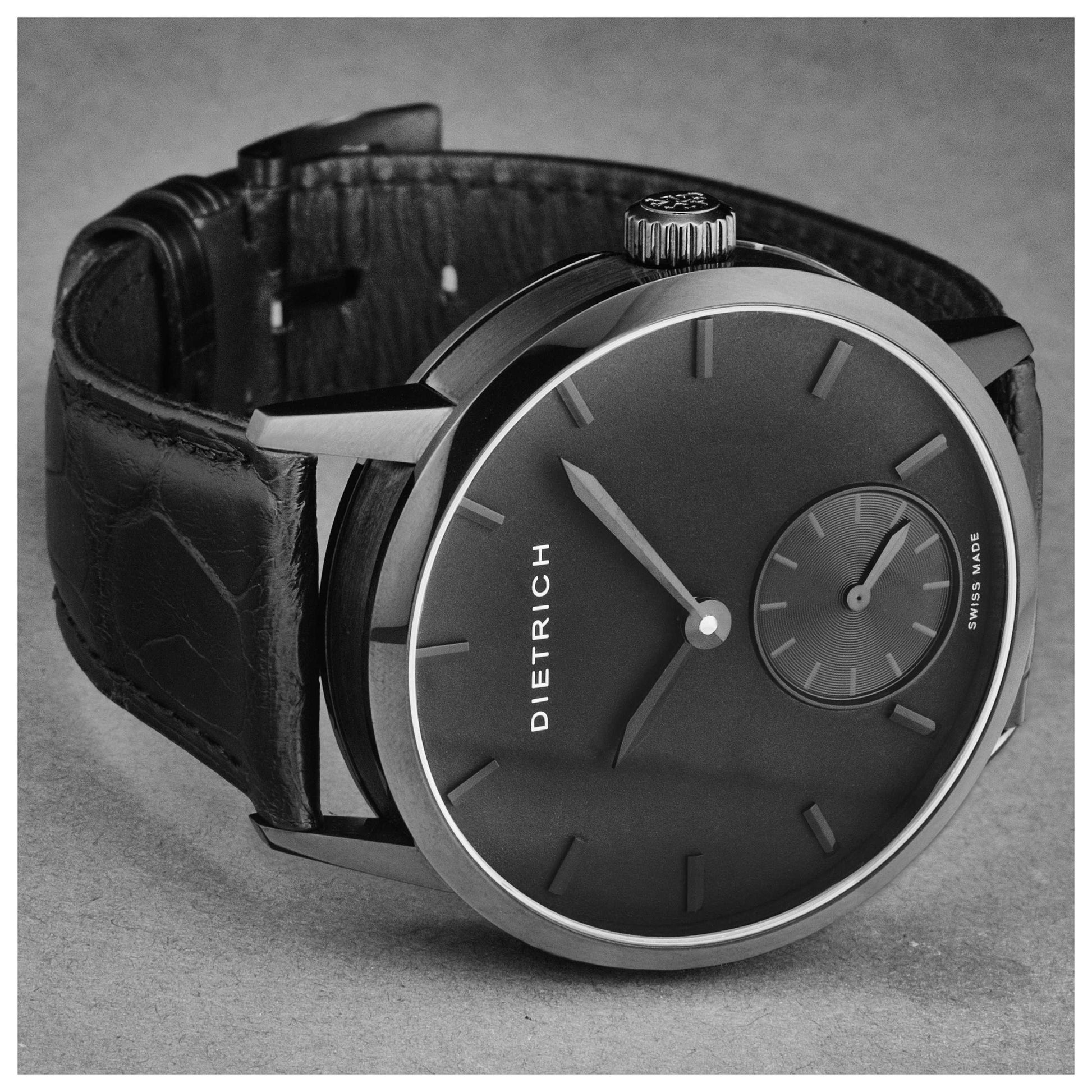 Dietrich Night Men's Manual-Wind Watch NB ALL BLK - Image #4