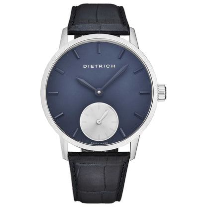 Front view of Dietrich Night Men's Manual-Wind Watch NB BLU