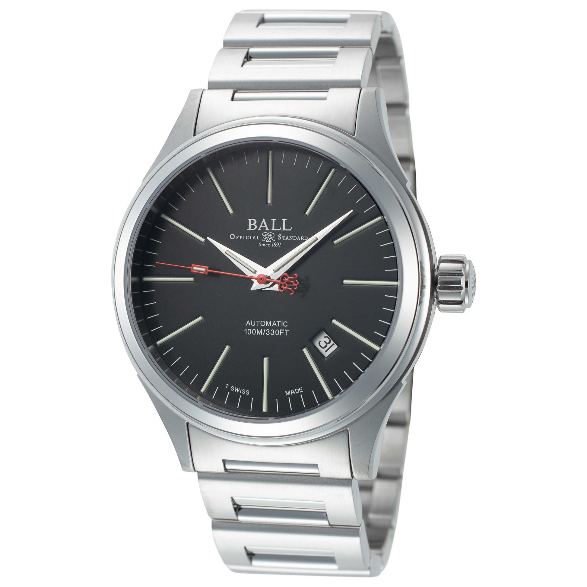 Front view of Ball Fireman Men's Automatic Watch NM2188C-S3-BK