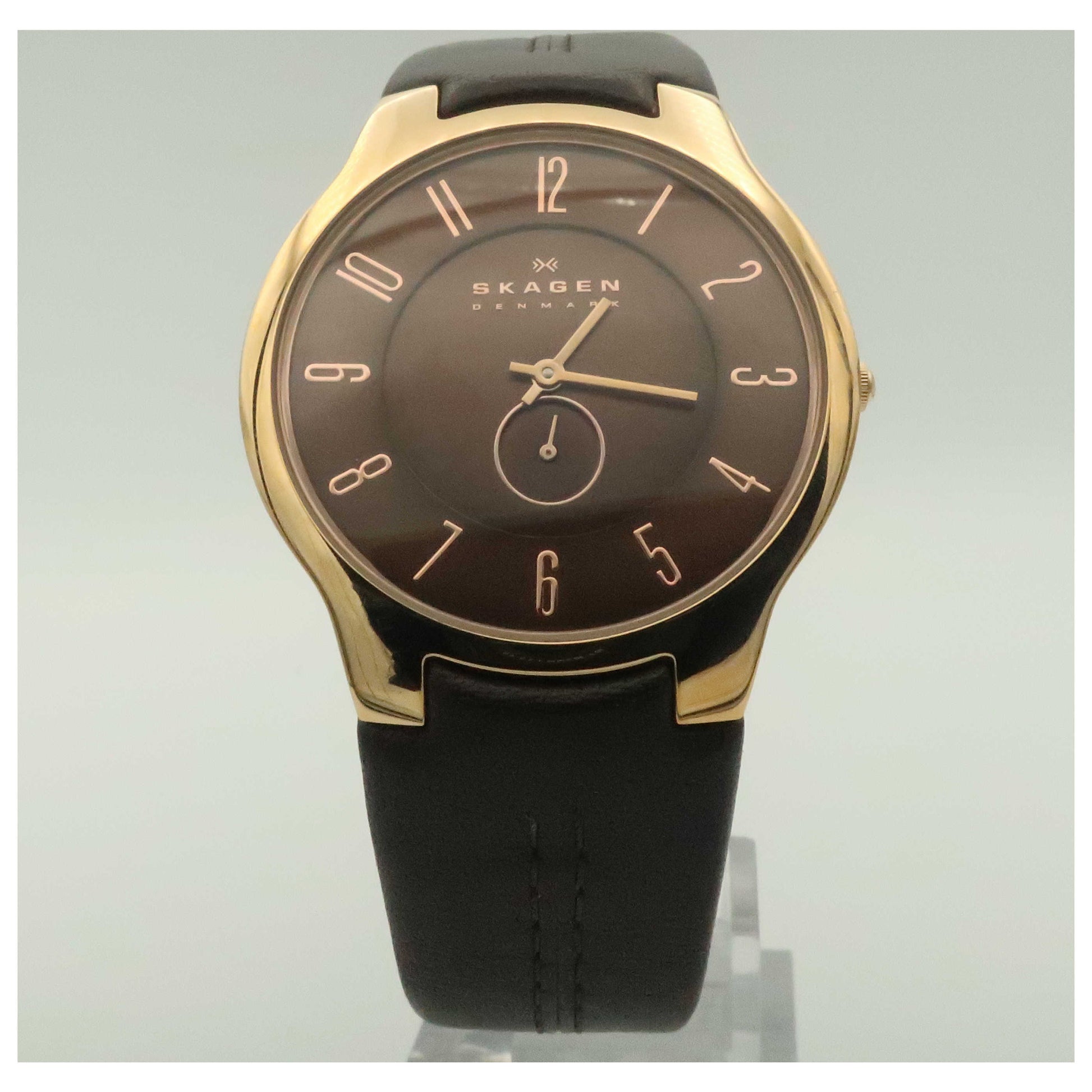 Front view of Skagen Leather Men's Swiss Quartz (Battery-Powered) Watch O433XLRLD-PO