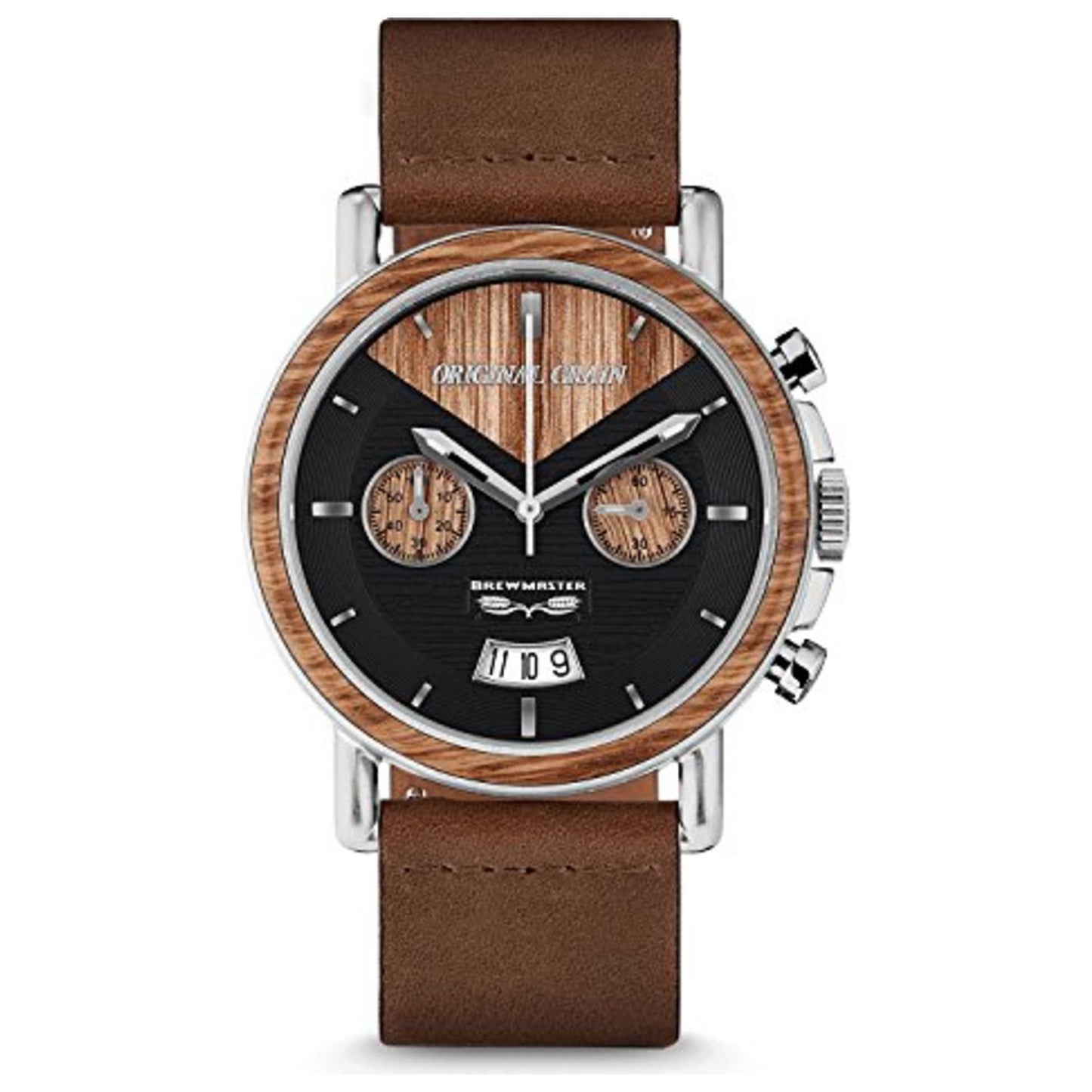 Front view of Original Grain Men's Quartz Watch OG-CH-BRW-GO-L