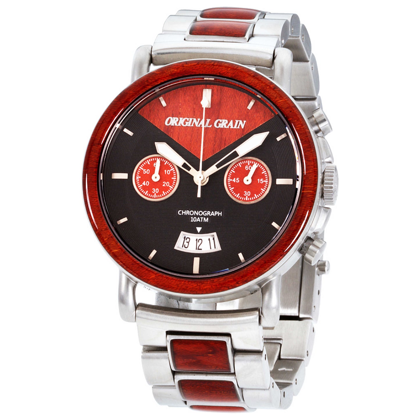 Front view of Original Grain Redline Men's Quartz Watch OG-CH-RW-BS-E