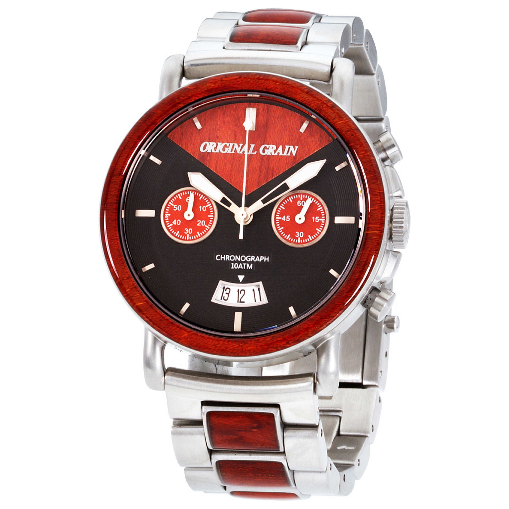 Front view of Original Grain Redline Men's Quartz Watch OG-CH-RW-BS-E