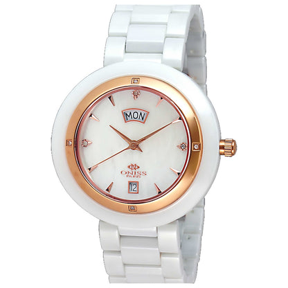 Front view of Oniss Women's Quartz Watch ON609-MRG WWHT