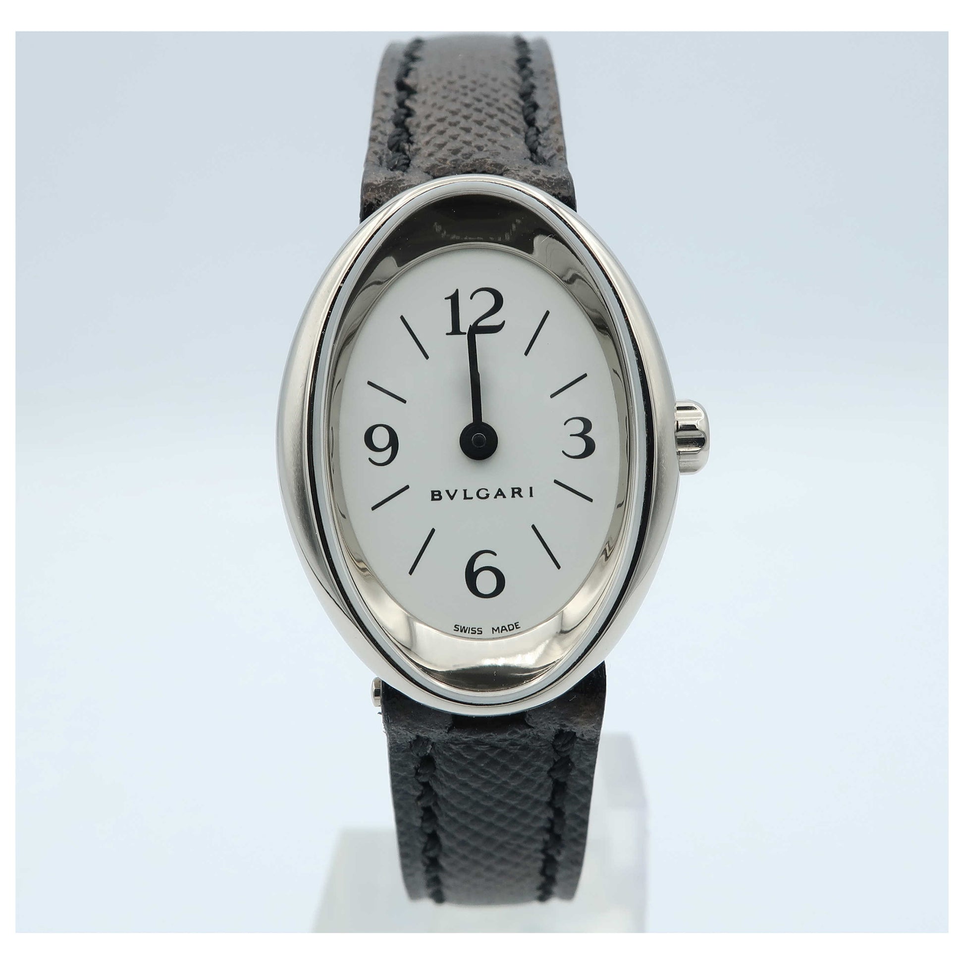 Front view of Bulgari Ovale Women's Swiss Quartz (Battery-Powered) Watch OVW27GL-SD