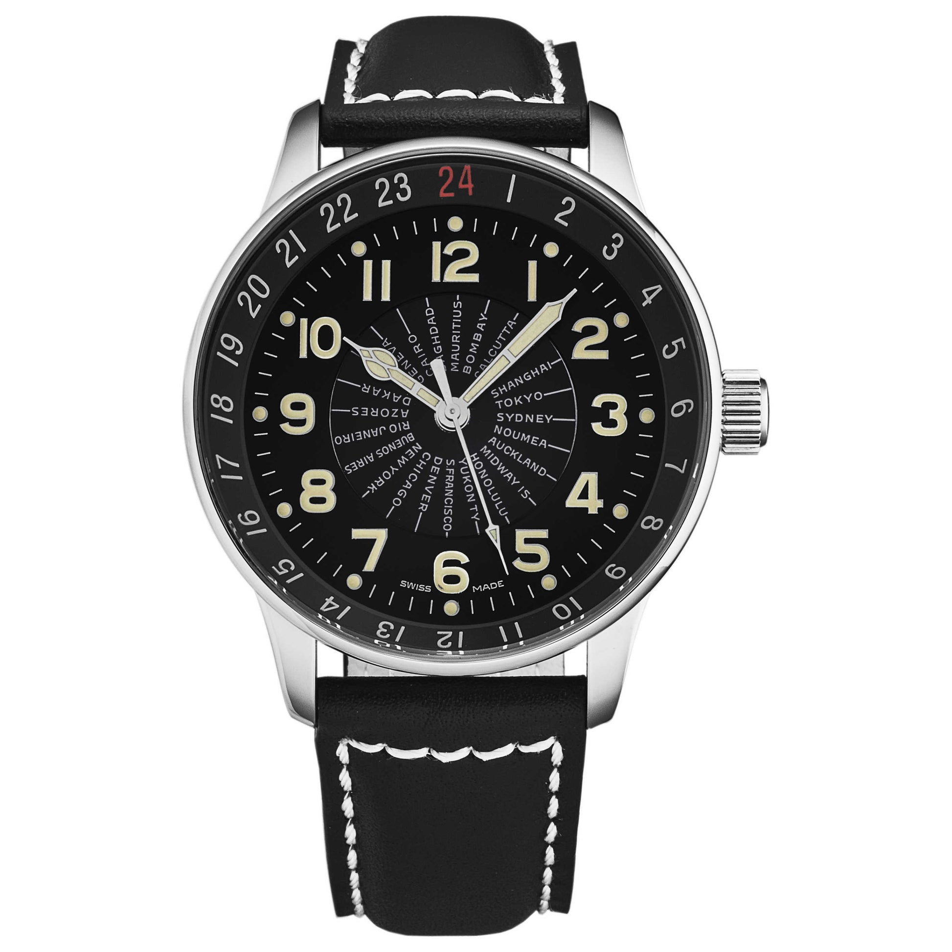 Front view of Zeno Pilot Men's Automatic Watch P554WT-A1