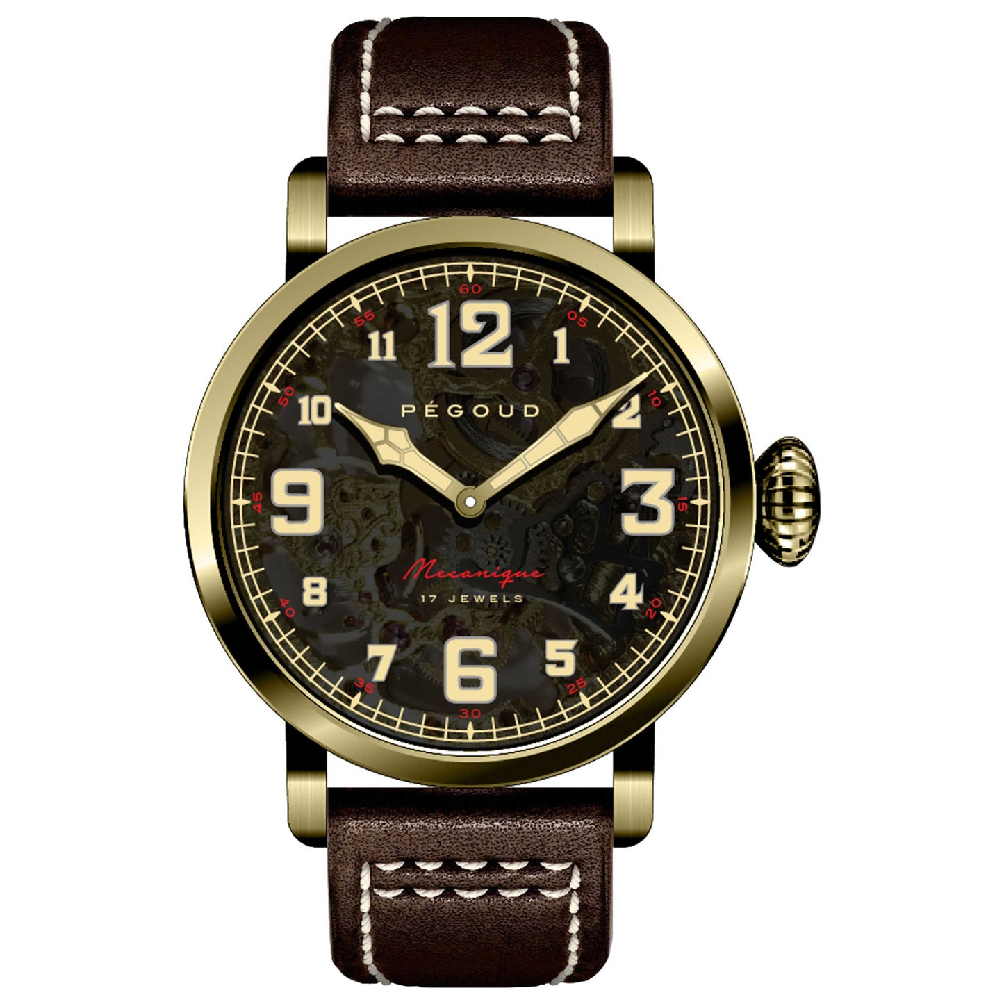 Front view of Pegoud Premiere Men's Manual-Wind Watch PG-9004-05