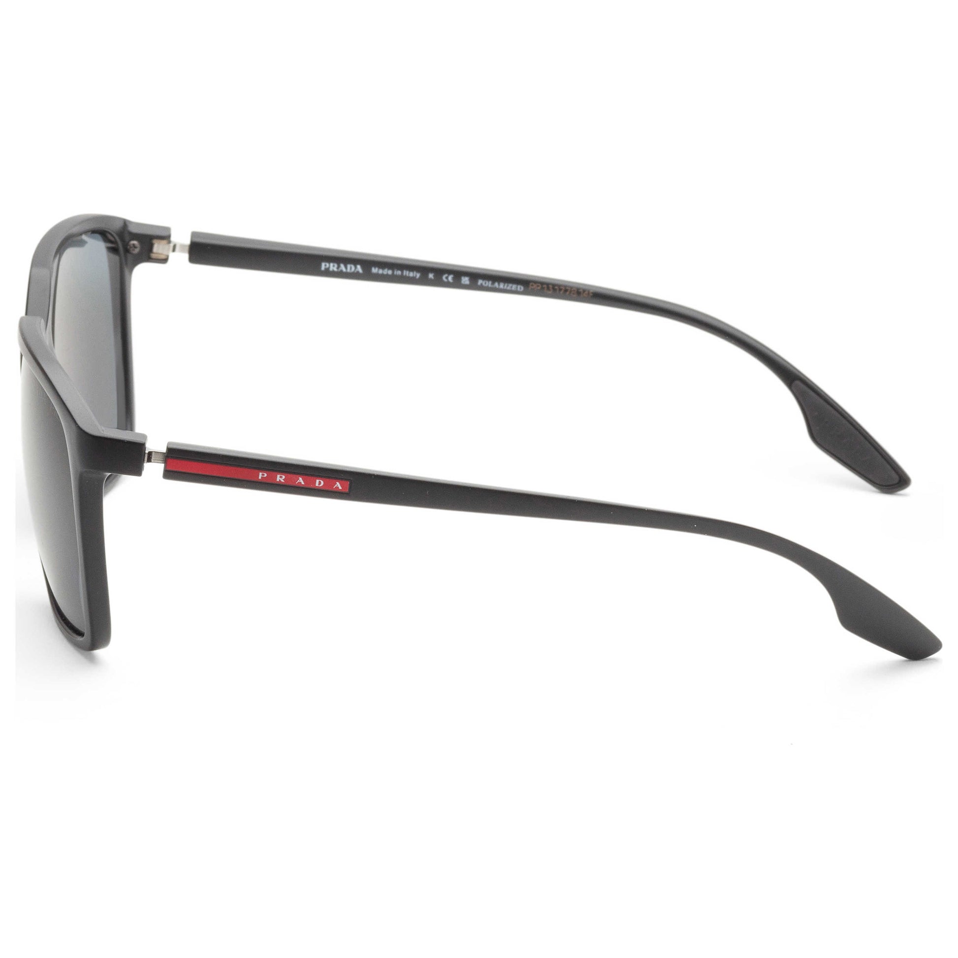 Left view of Prada Linea Rossa Men's Sunglasses PS06VS-1BO5Z1
