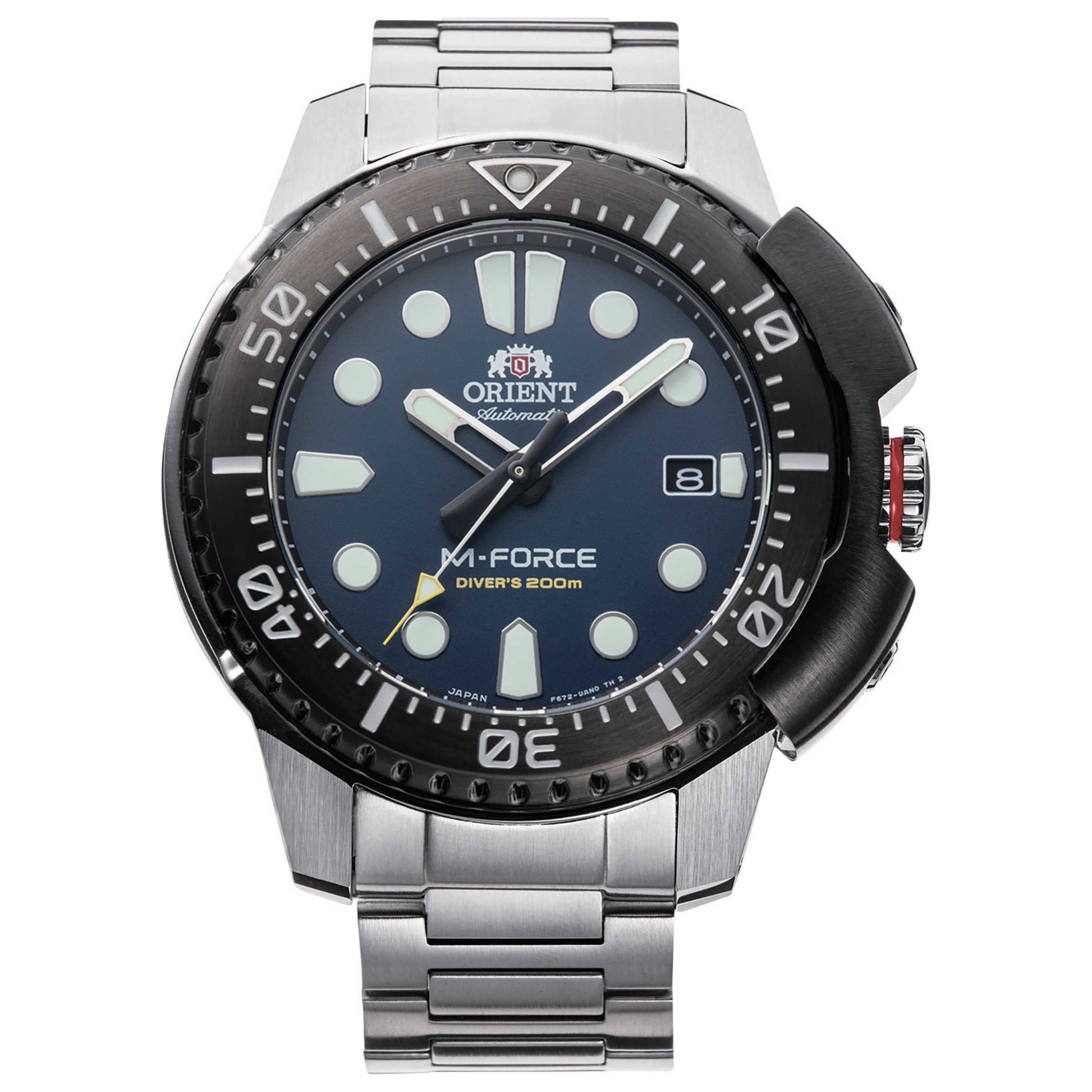 Front view of Orient M-Force Men's Automatic Watch RA-AC0L07L00B