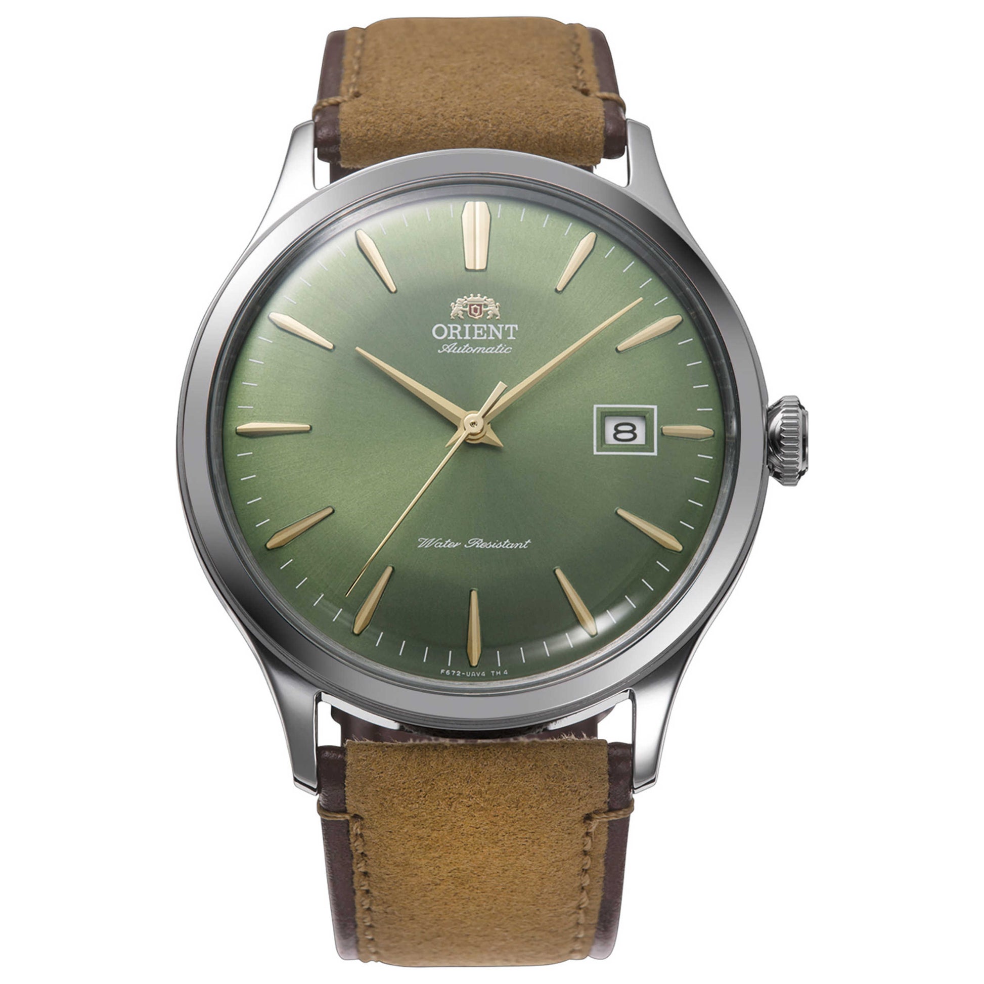 Front view of Orient Bambino V4 Men's Automatic Watch RA-AC0P01E