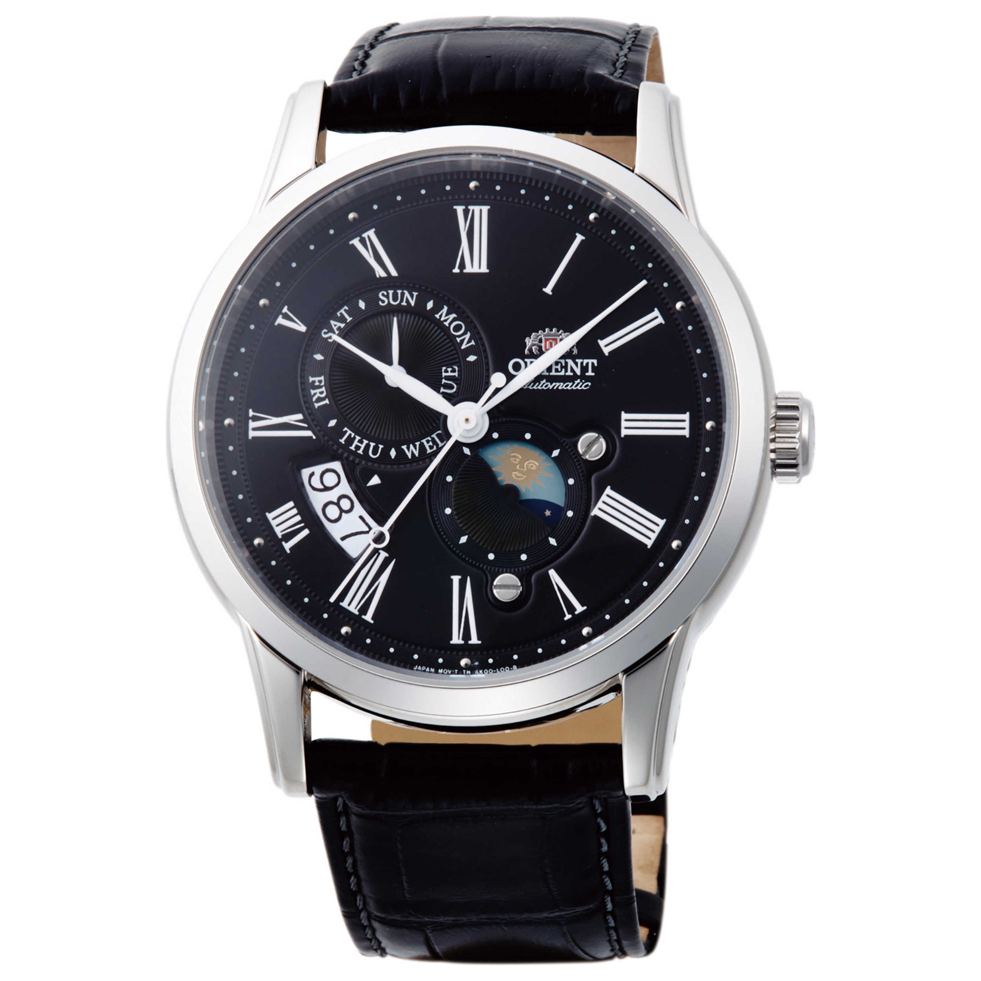 Front view of Orient Sun & Moon Men's Automatic Watch RA-AK0010B10B