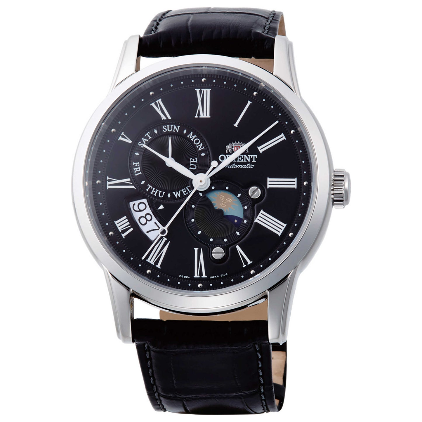 Front view of Orient Classic Sun & Moon Men's Automatic Watch RA-AK0010B
