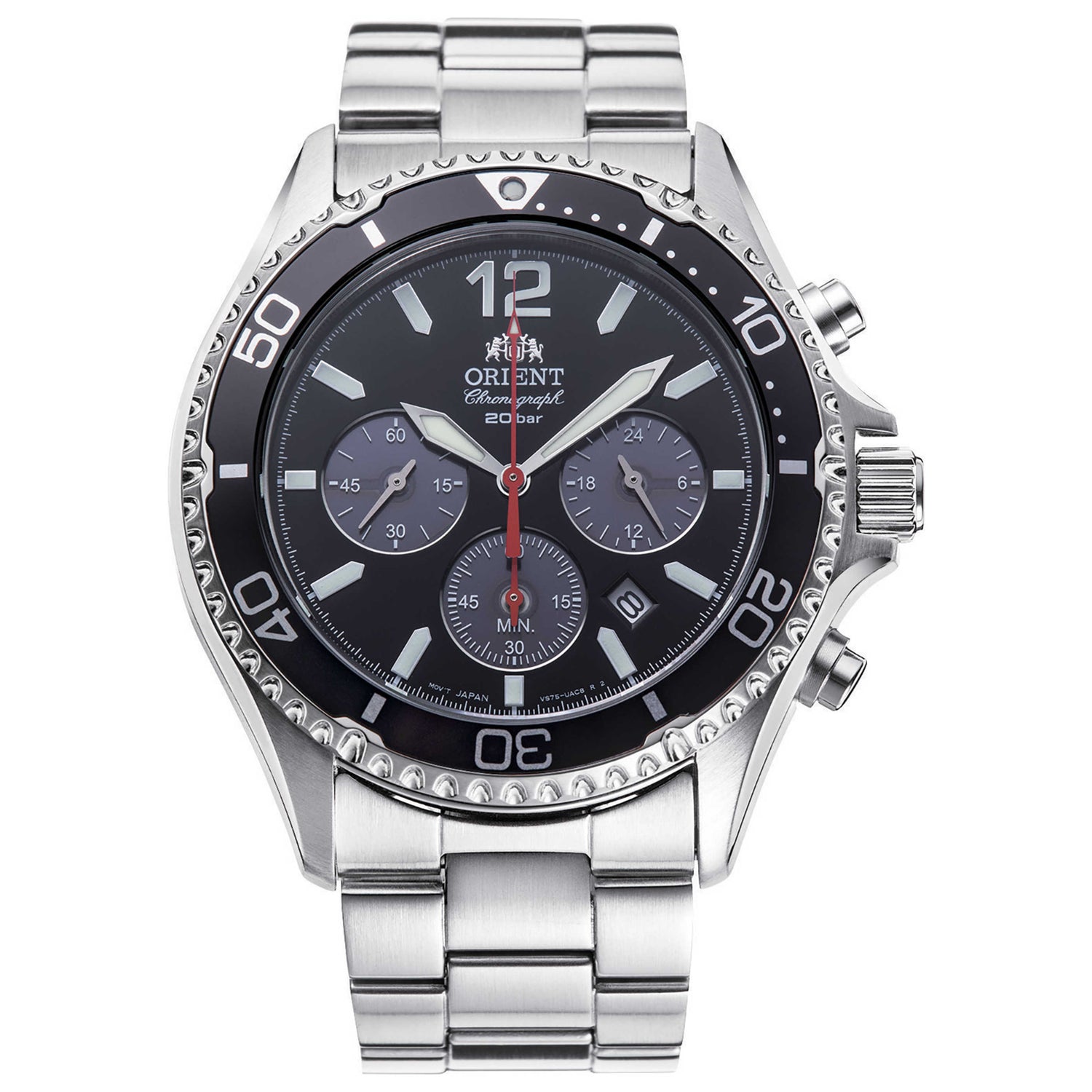 Front view of Orient Mako Men's Solar Watch RA-TX0202B10B