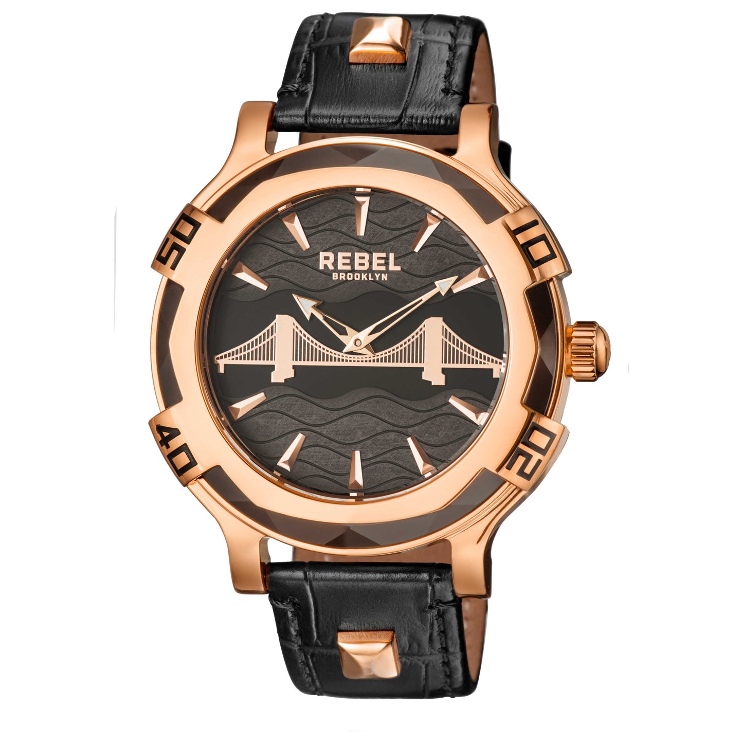 Front view of Rebel Brooklyn Bridge Men's Quartz Watch RB102-8071