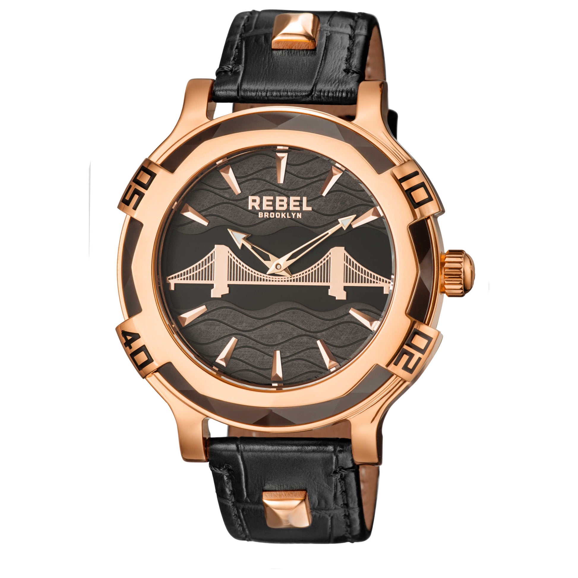 Front view of Rebel Brooklyn Bridge Men's Quartz Watch RB102-8071