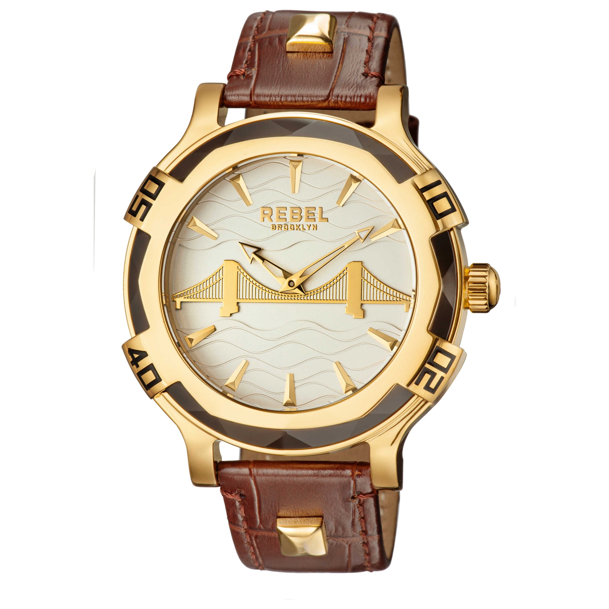 Front view of Rebel Brooklyn Bridge Men's Quartz Watch RB102-9011