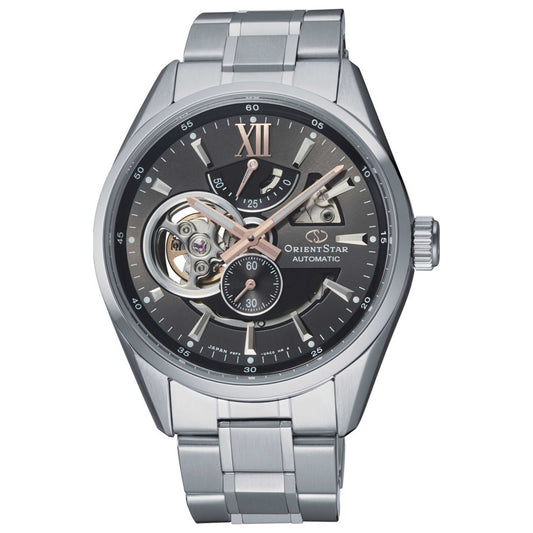 Front view of Orient Contemporary Modern Skeleton Men's Automatic Watch RE-AV0004N00B