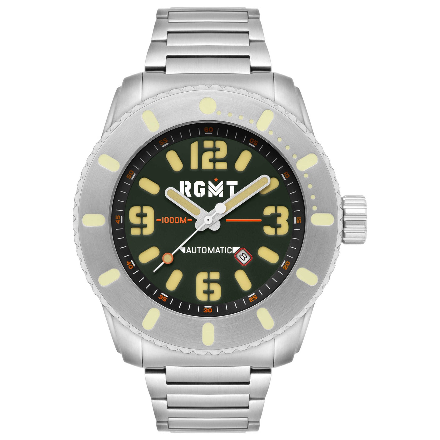 Front view of RGMT All Brite Men's Automatic Watch RG-8053-44