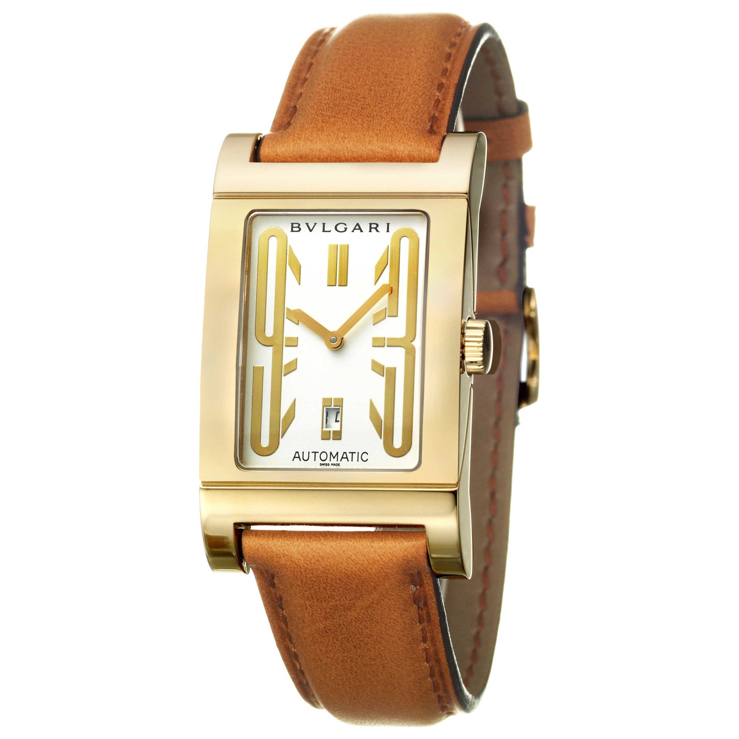 Front view of Bulgari Rettangolo Men's Automatic Watch RT45GLD