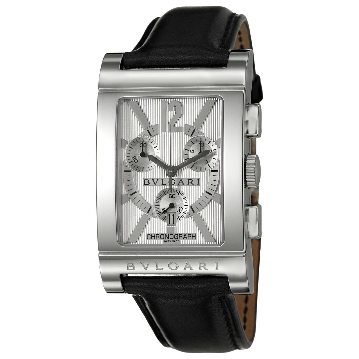 Front view of Bulgari Rettangolo Men's Swiss Quartz (Battery-Powered) Watch RTC49C6LSLD