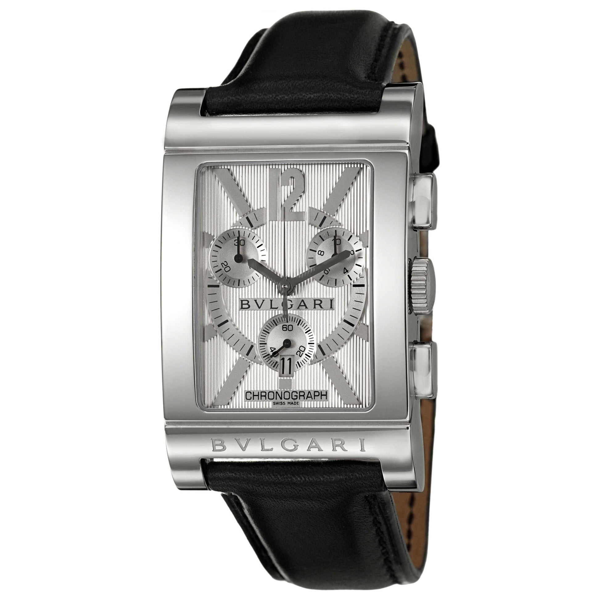 Front view of Bulgari Rettangolo Men's Swiss Quartz (Battery-Powered) Watch RTC49C6LSLD