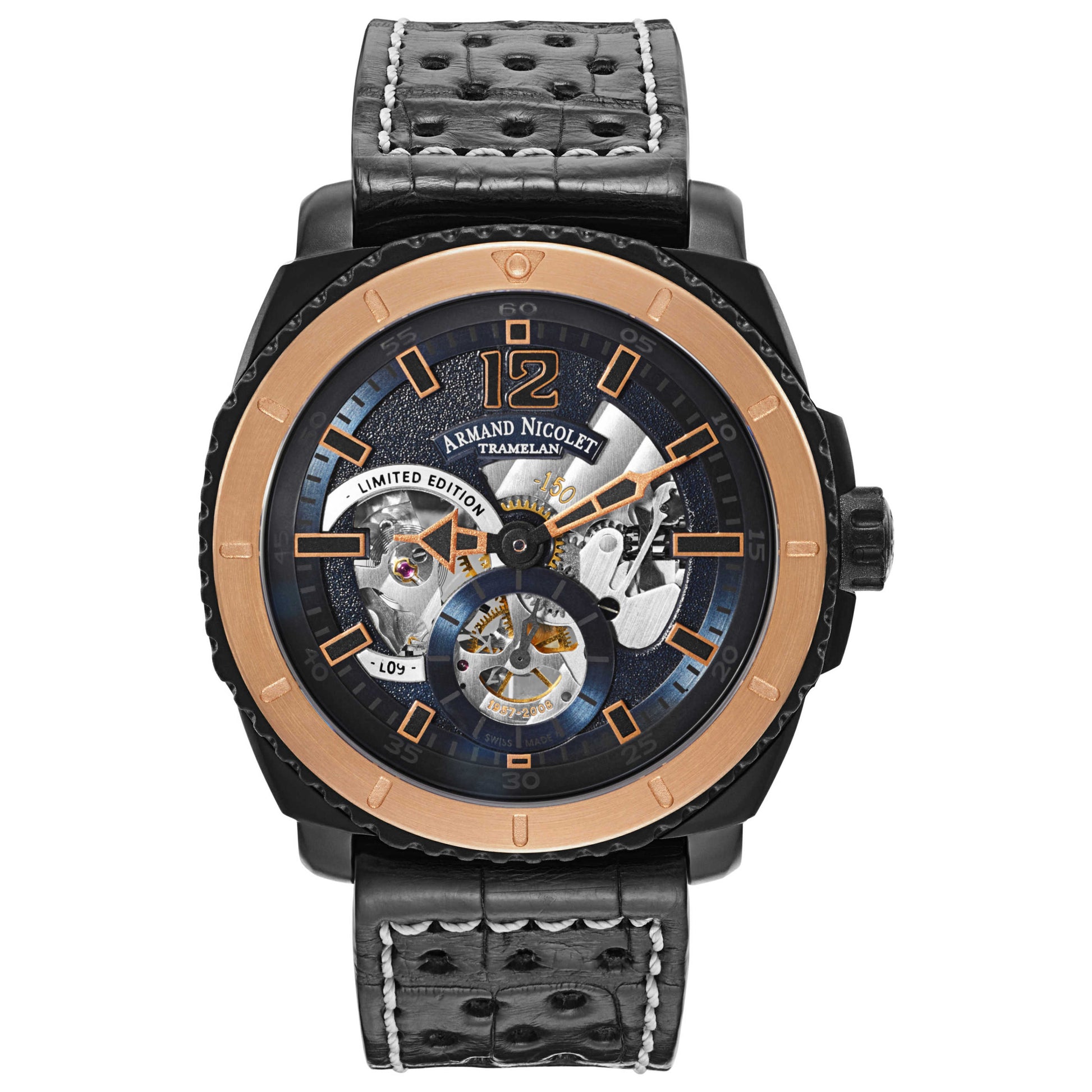 Front view of Armand Nicolet L09 Men's Manual-Wind Watch S619AQN-BU-P760MR4