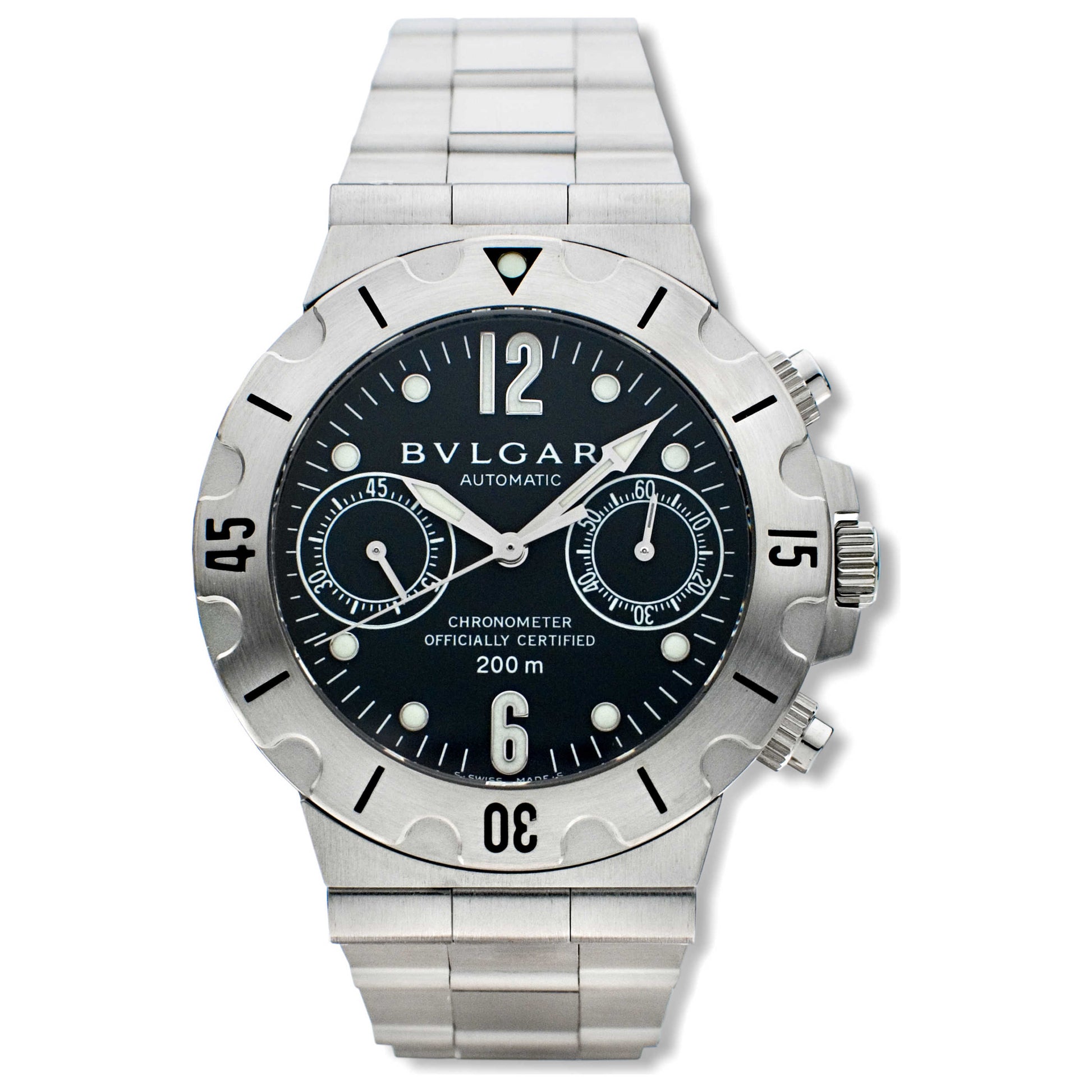 Front view of Bulgari Diagono Professional Men's Automatic Watch SC38SS-SLN