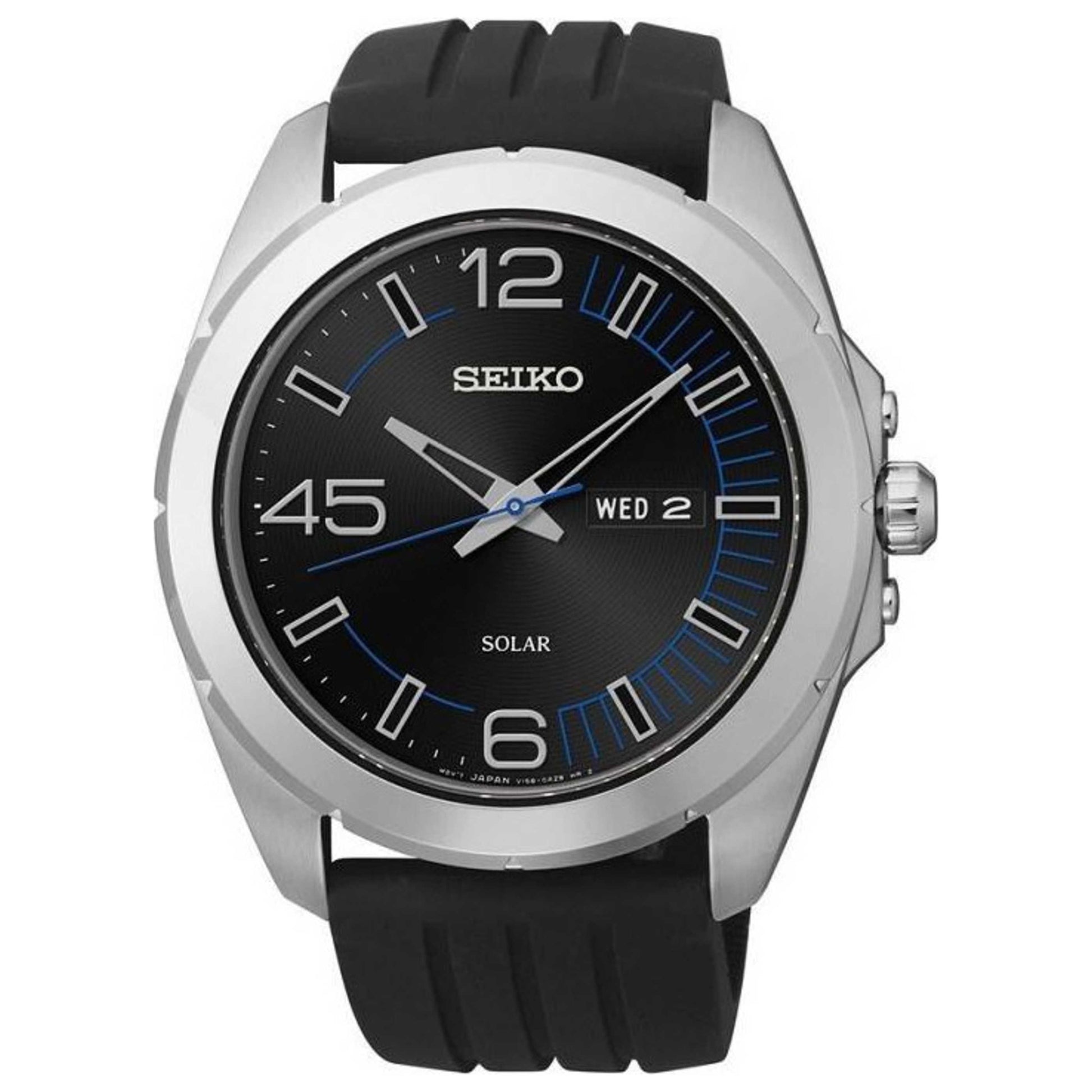 Front view of Seiko Solar Men's Quartz Watch SE-SNE277