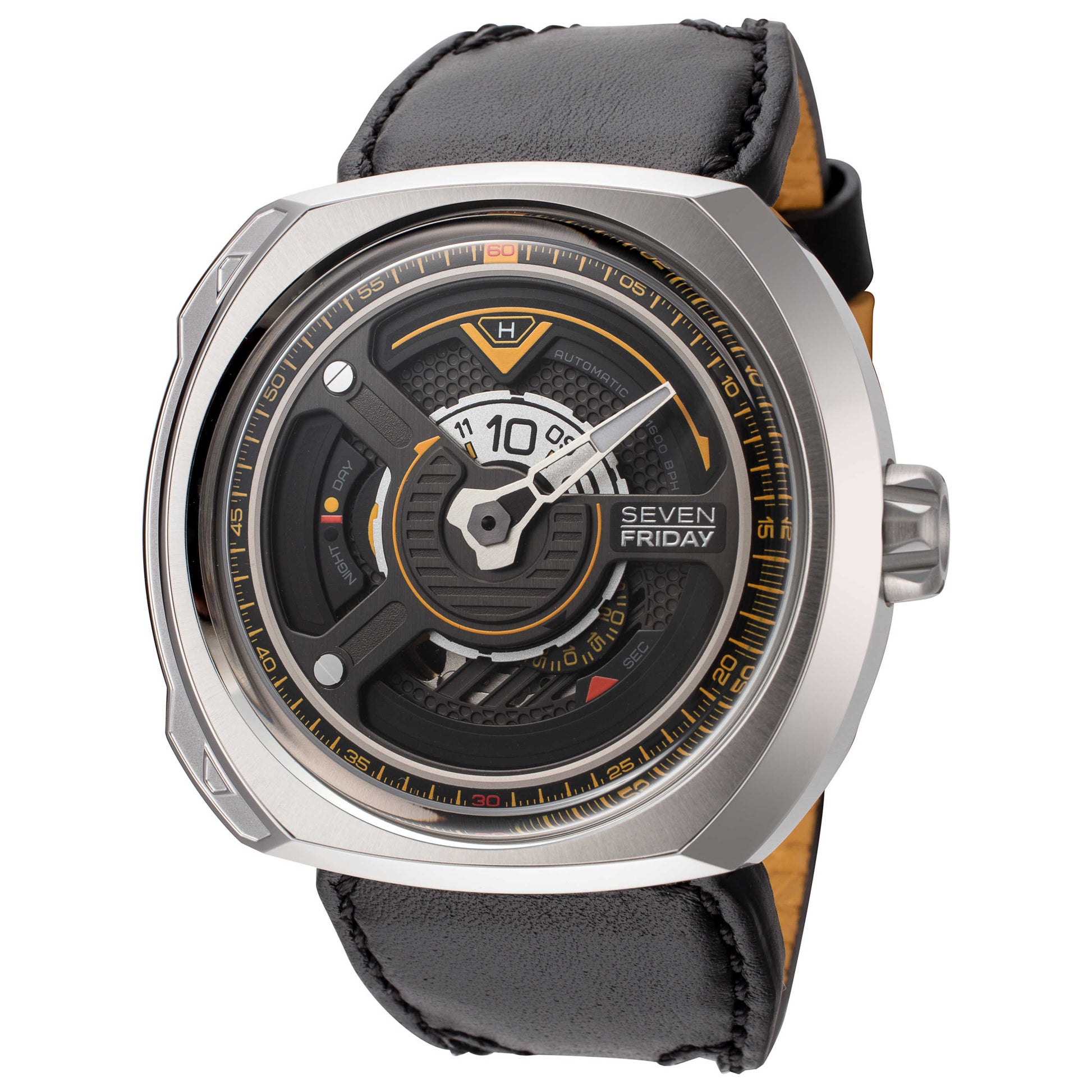 Front view of Sevenfriday W Series "Blade" Men's Automatic Watch SF-W1-01