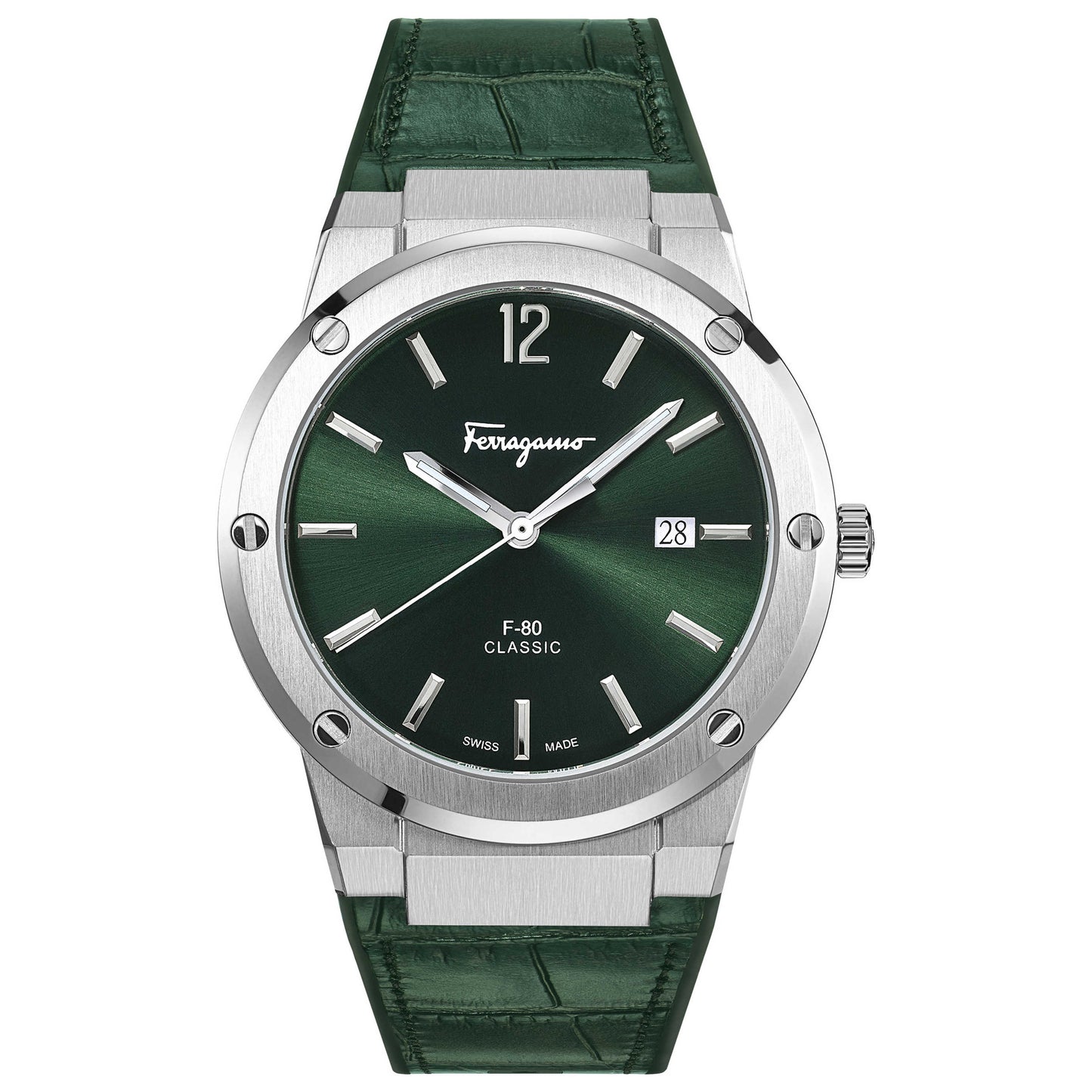 Front view of Ferragamo F-80 Slim Men's Quartz Watch SFDT00119