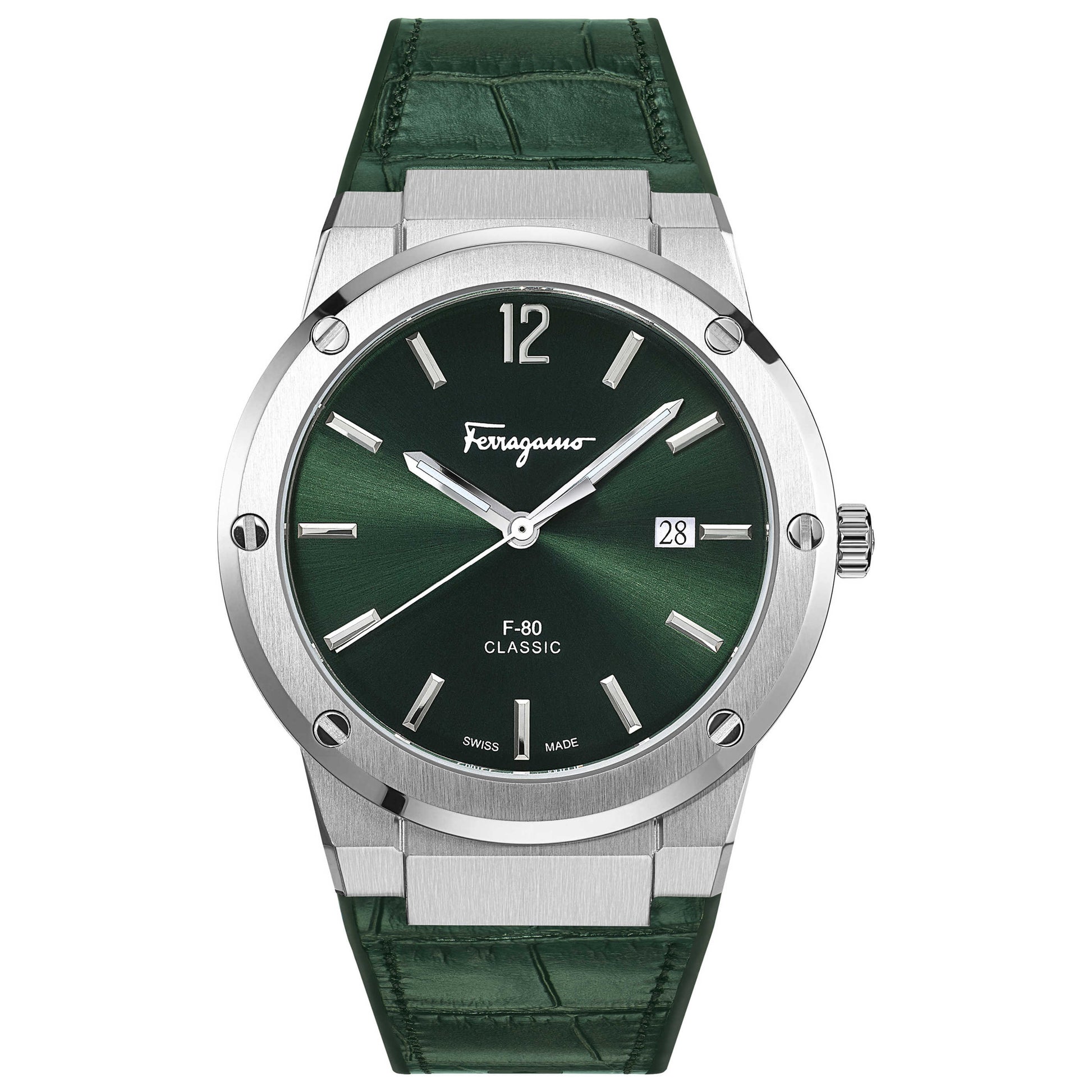 Front view of Ferragamo F-80 Slim Men's Quartz Watch SFDT00119
