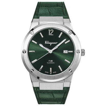 Front view of Ferragamo F-80 Slim Men's Quartz Watch SFDT00119