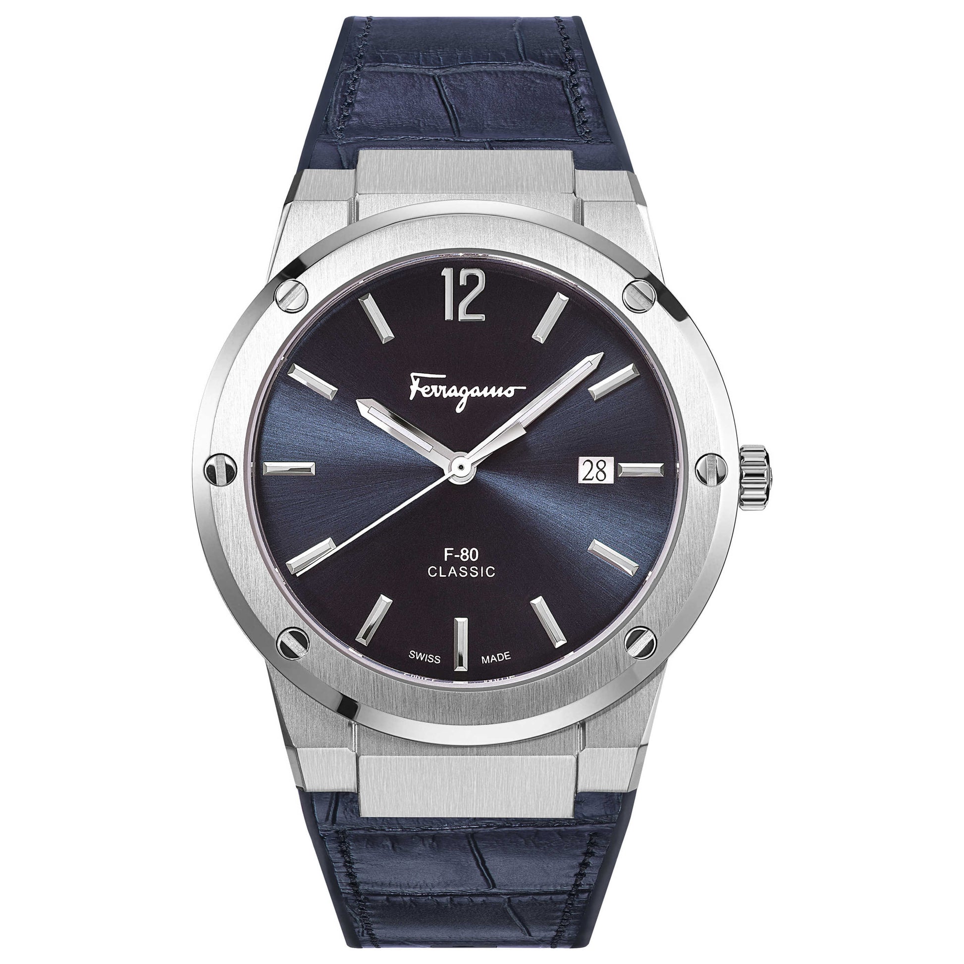 Front view of Ferragamo F-80 Slim Men's Quartz Watch SFDT00319