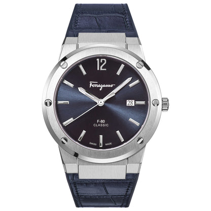 Front view of Ferragamo F-80 Slim Men's Quartz Watch SFDT00319