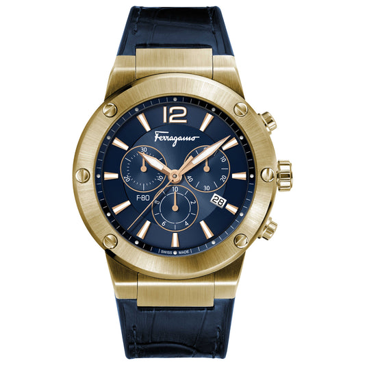 Front view of Ferragamo F-80 Chrono Men's Quartz Watch SFEX00723