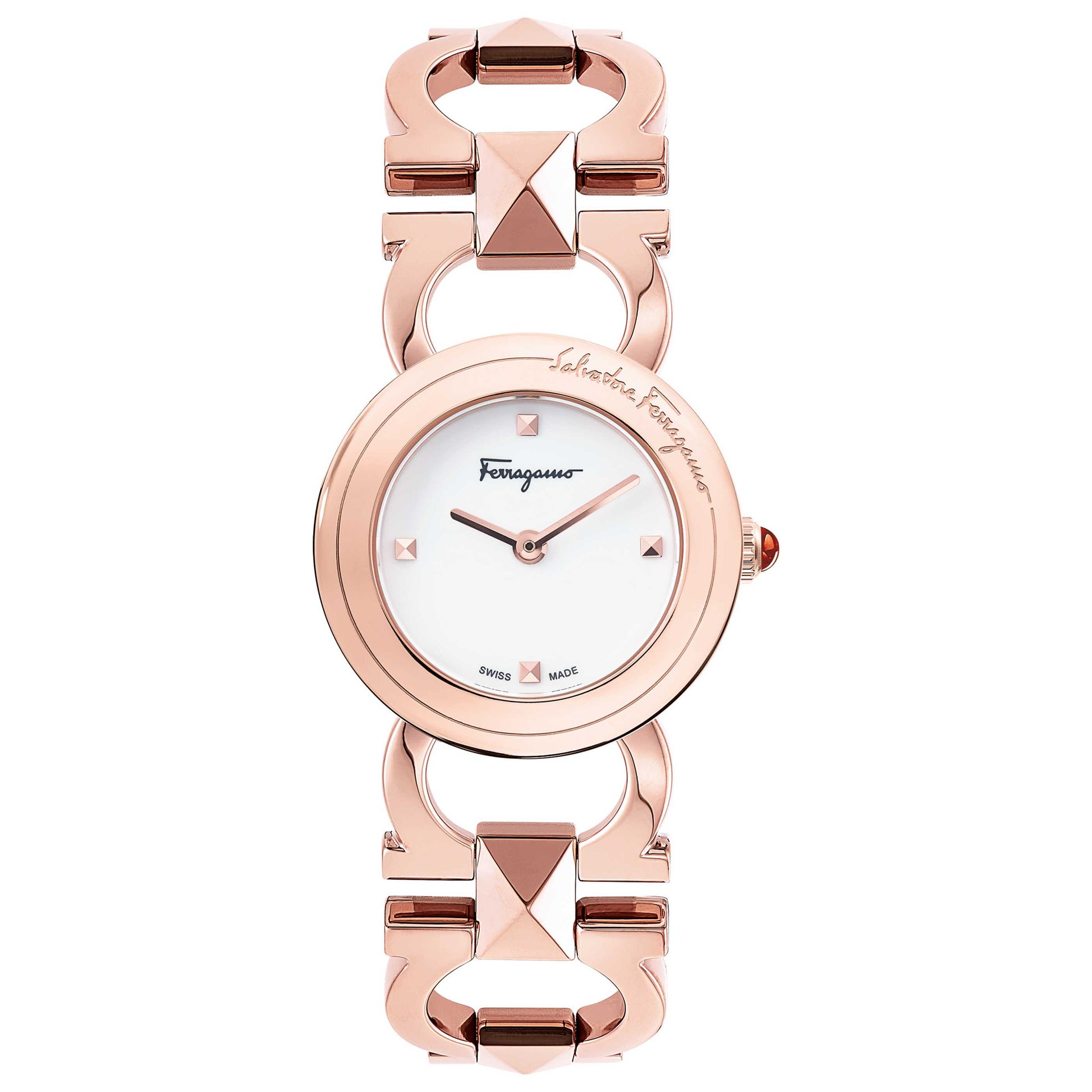 Front view of Ferragamo Double Gancini Stud Women's Quartz Watch SFMI00322