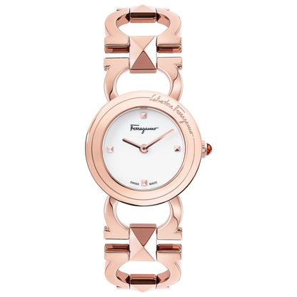 Front view of Ferragamo Double Gancini Stud Women's Quartz Watch SFMI00322