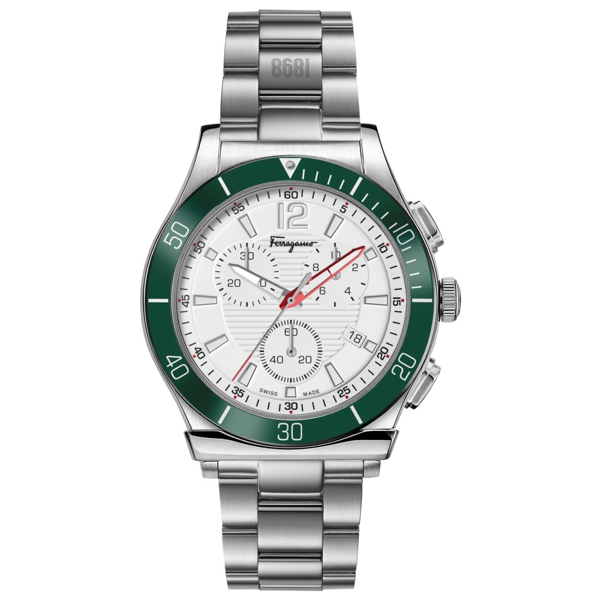 Front view of Ferragamo 1898 Sport Chrono Men's Quartz Watch SFYL01722