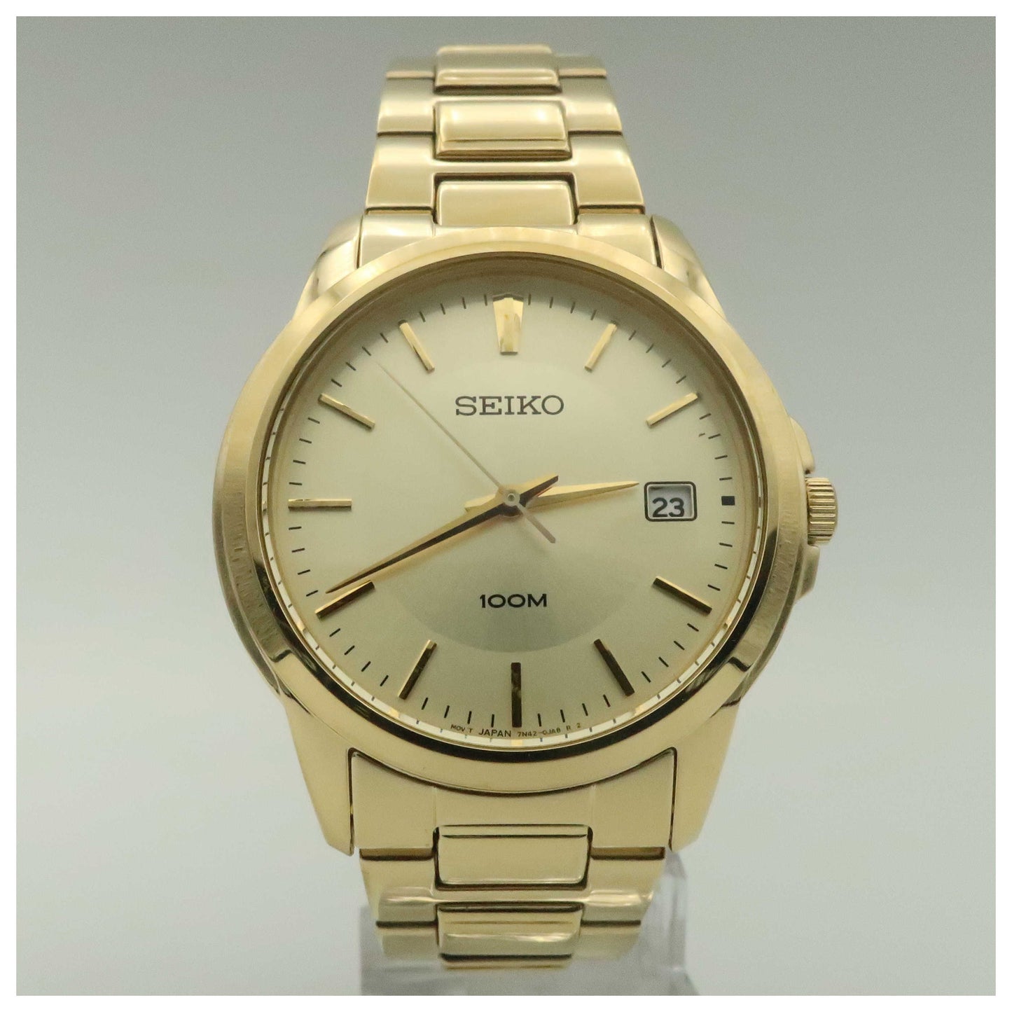 Front view of Seiko Bracelet Men's Quartz Watch SGEF58-PO