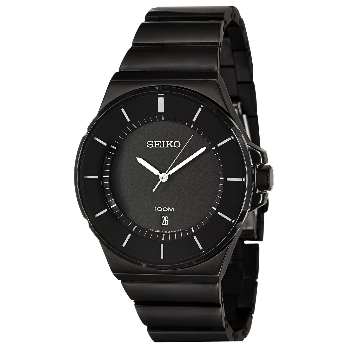 Front view of Seiko Bracelet Men's Japanese Quartz (Battery-Powered) Watch SGEG21