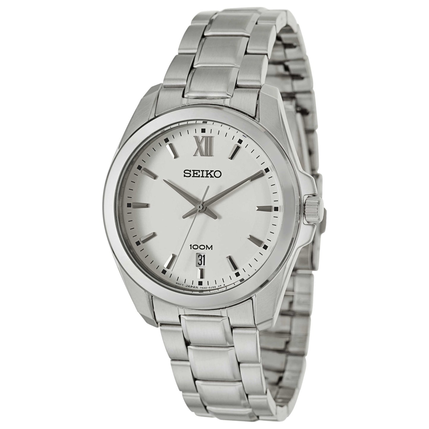 Front view of Seiko Bracelet Men's Japanese Quartz (Battery-Powered) Watch SGEG59