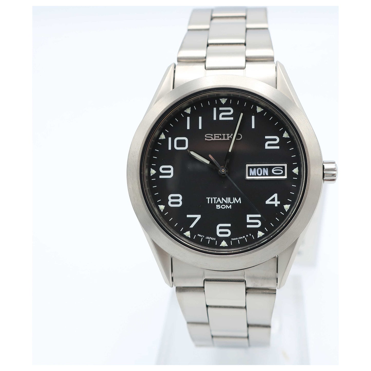 Front view of Seiko Titanium Men's Japanese Quartz (Battery-Powered) Watch SGG711-SD