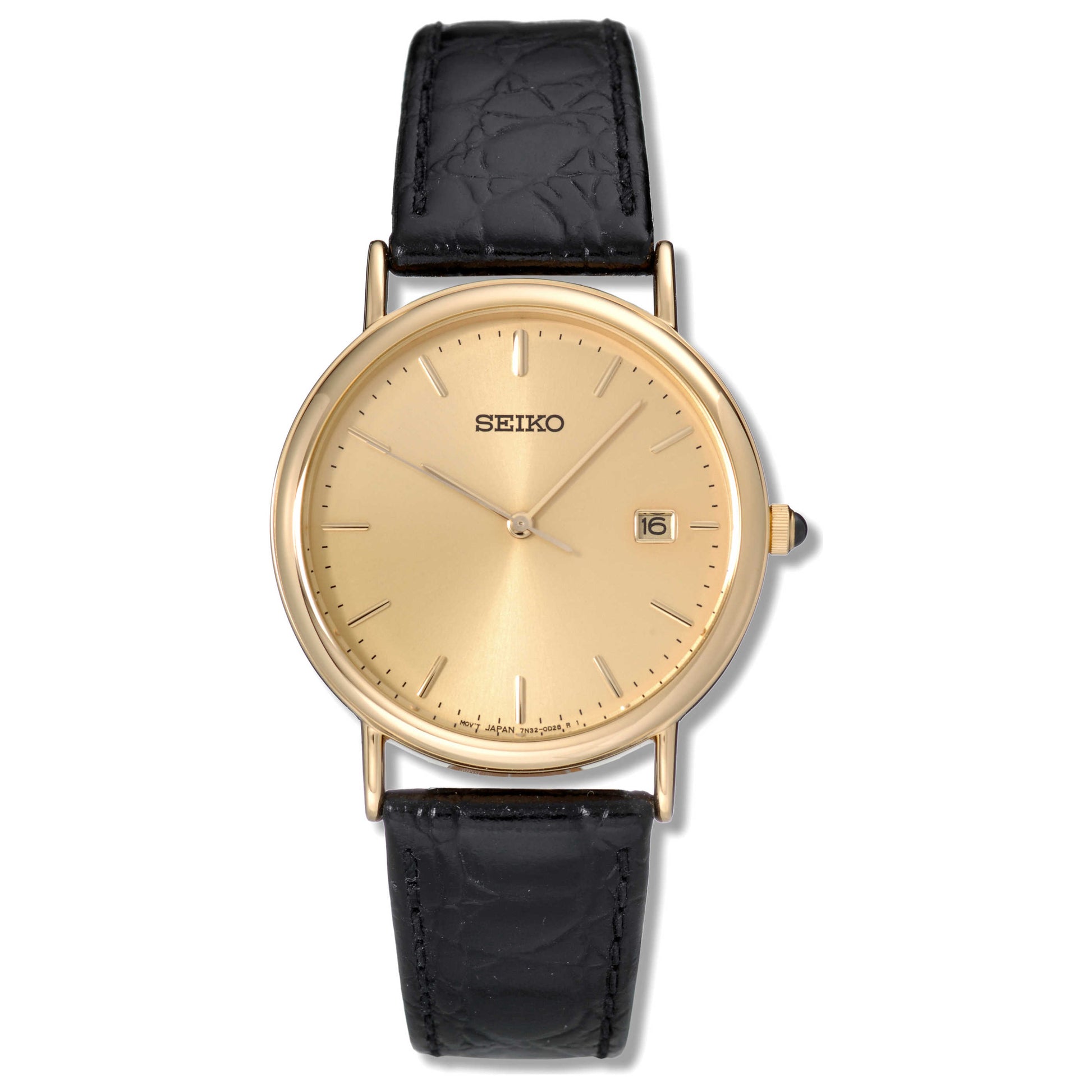 Seiko SKK182 Dress Watch Gold Tone Dial Leather Calf Men's Watch Ashford.com Seiko SKK182 Dress Watch Gold Tone Dial Leather Calf Men's Watch Ashford.com