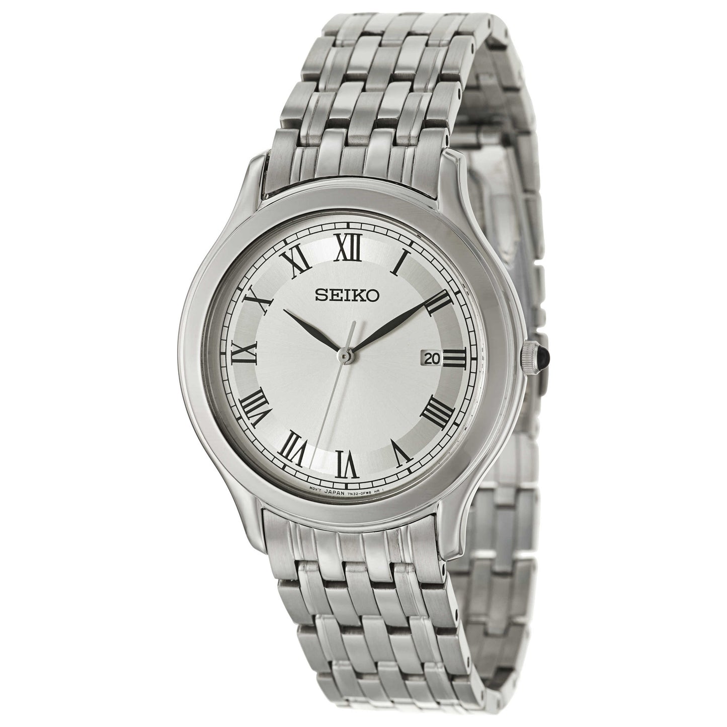Front view of Seiko Bracelet Men's Japanese Quartz (Battery-Powered) Watch SKK705P1