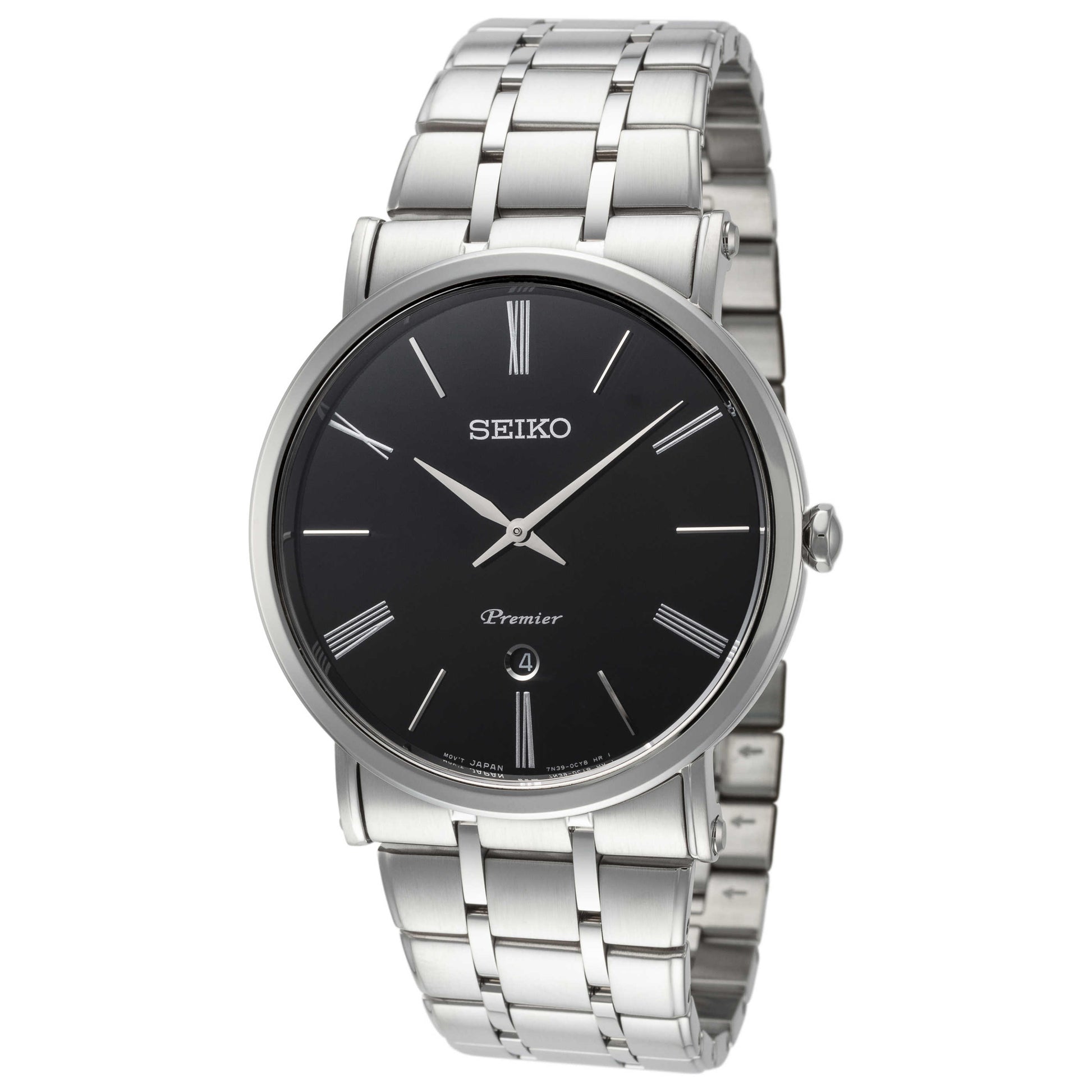 Front view of Seiko Premier Men's Quartz Watch SKP393P1