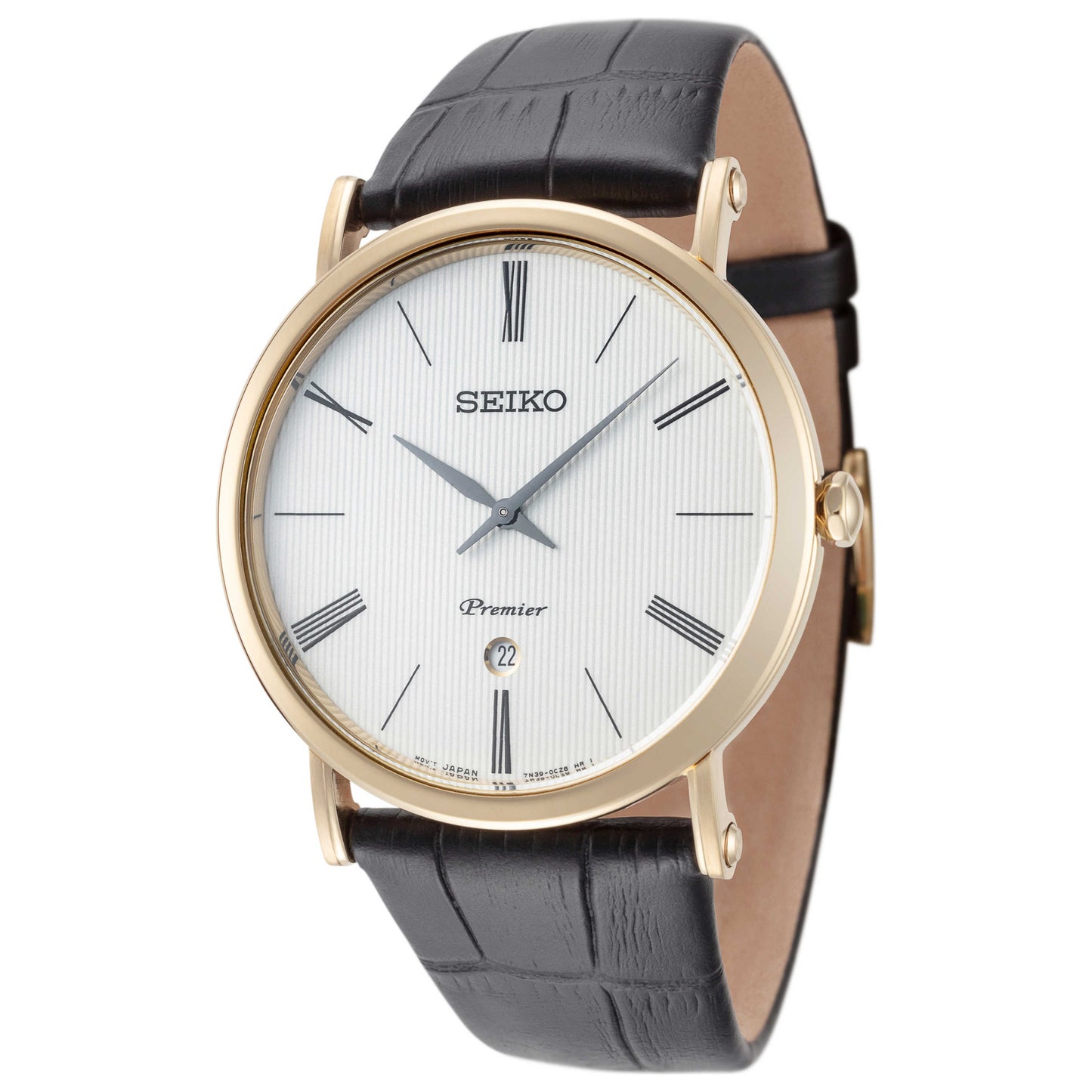Front view of Seiko Premier Men's Quartz Watch SKP396P1