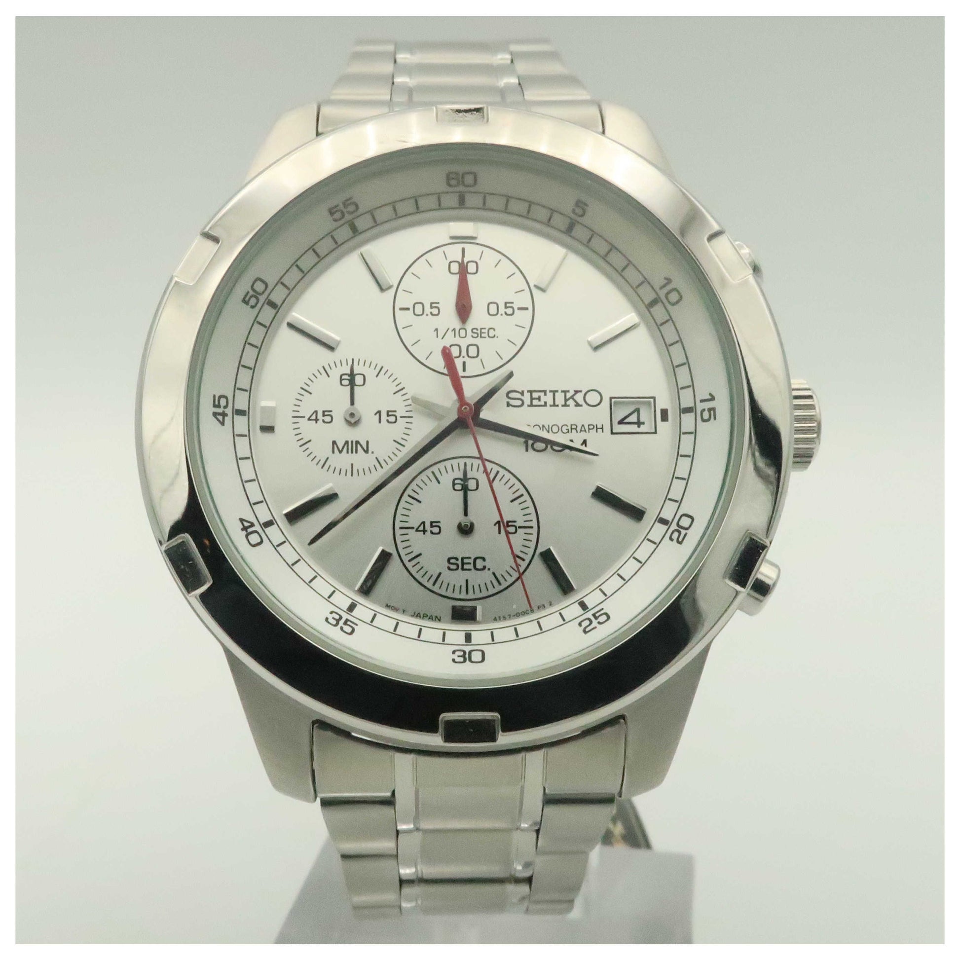 Front view of Seiko Chronograph Men's Japanese Quartz (Battery-Powered) Watch SKS417-PO