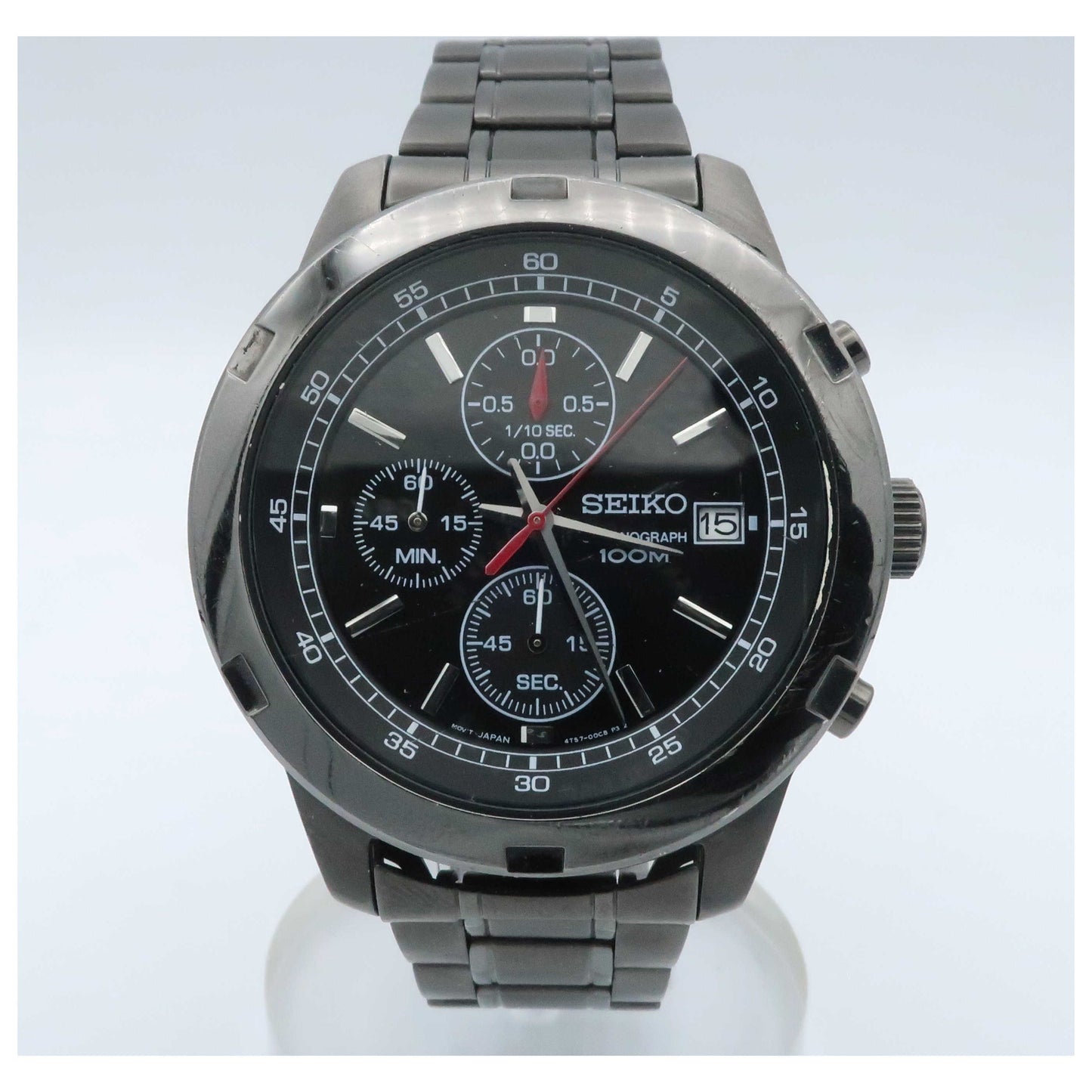 Front view of Seiko Chronograph Men's Japanese Quartz (Battery-Powered) Watch SKS437-PO